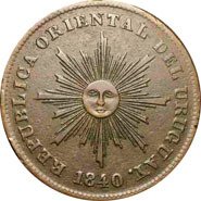() Монета Уругвай 1840 год 20 сантимов ""  Медь  UNC